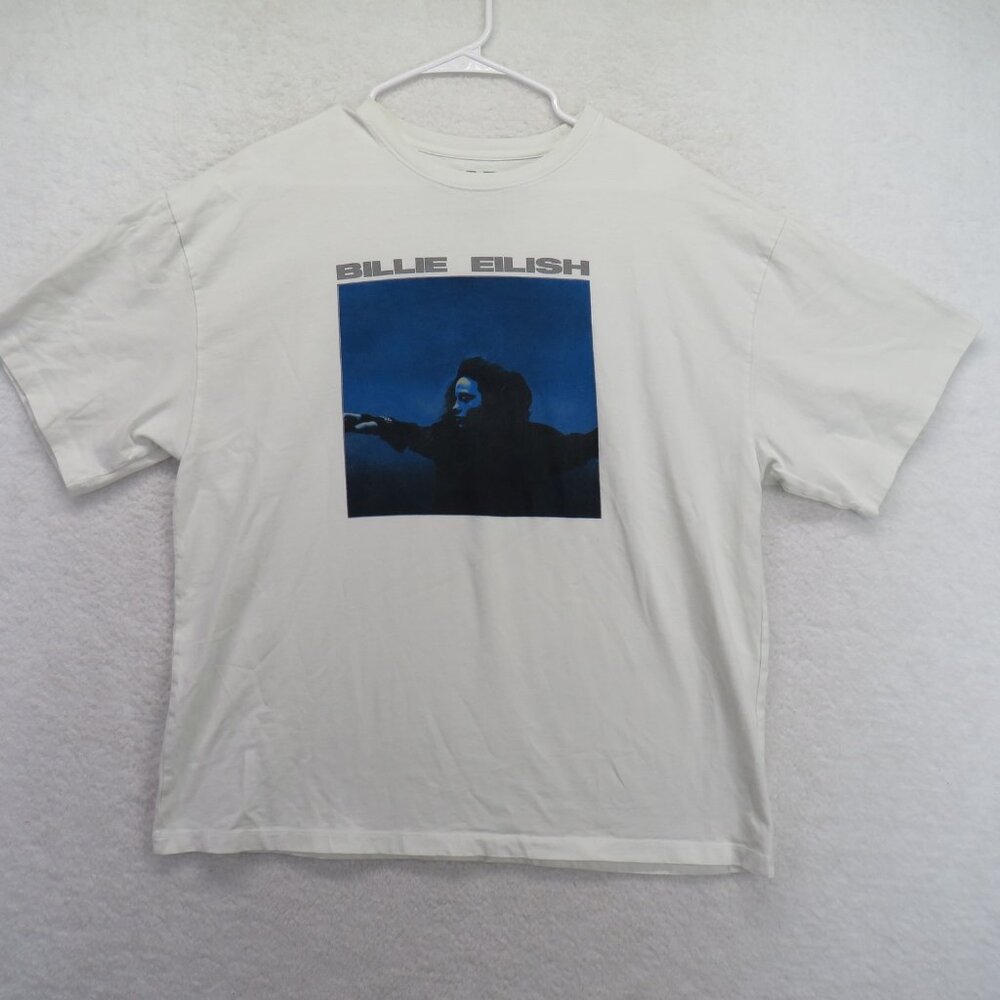 Billie Eilish Shirt Mens Large Off White Graphic Concert Tour Tee 2024 Music‎
